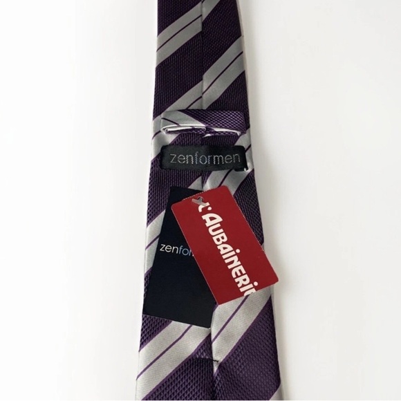 Zen For Men Rich Purple Striped Silk Blend Handmade Tie Summer Wedding Preppy - Picture 2 of 6